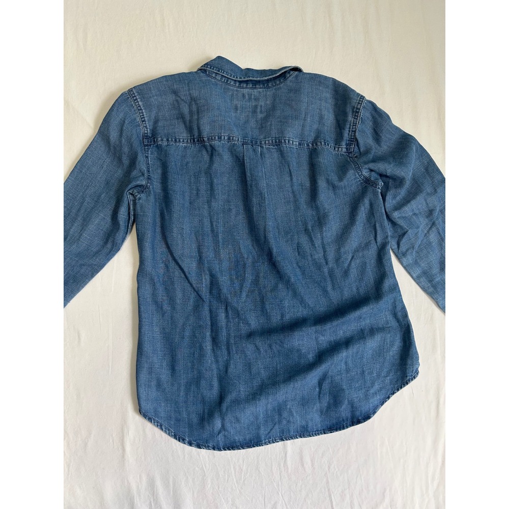 Loft Softened Shirt Womens Small Blue Denim Lyocell Linen Long Sleeve - Picture 7 of 9
